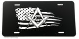 Freemason Mason Masonic USA Grunge Tattered Flag License Plate Cover