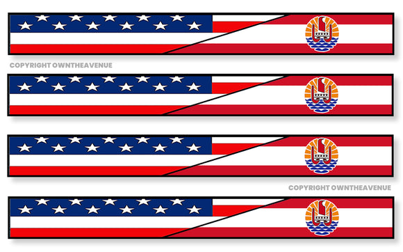 4Pcs Racing Stripes USA American French Polynesia Flag Sticker Decals 6