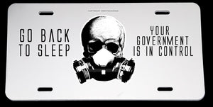 Illuminati Government New World Order Gas Mask Funny Joke License Plate Cover