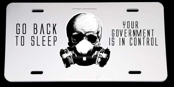 Illuminati Government New World Order Gas Mask Funny Joke License Plate Cover - OwnTheAvenue