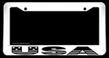 USA American Flag Patriotic White V01 License Plate Frame - OwnTheAvenue