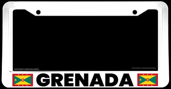 Grenada Flag Caribbean Car Truck Auto White License Plate Frame - OwnTheAvenue