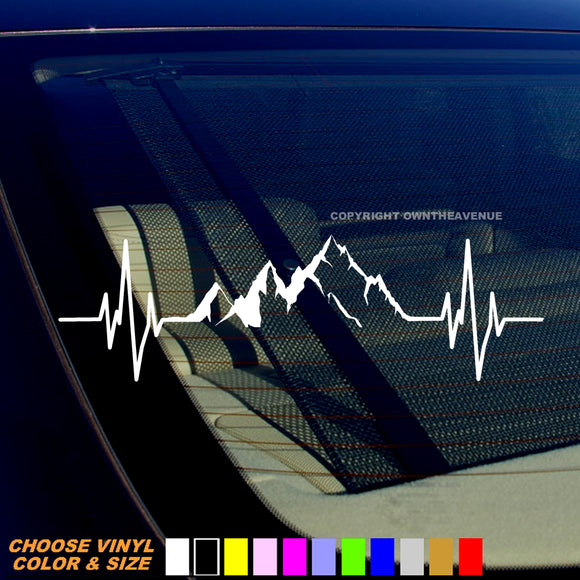 Mountain Heart Beat Outdoor Hiking Backpacking Camping Vinyl Decal Sticker - OwnTheAvenue