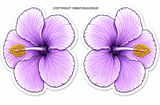L/R Hawaiian Hibiscus Flower Holographic Sticker Decals Model V0001A