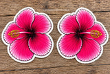 L/R Hawaiian Hibiscus Flower Vinyl Sticker Decals Model V001