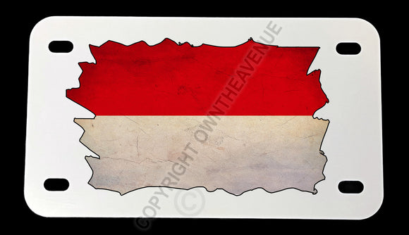 Indonesia Indonesian Vintage Style Distressed Flag Motorcycle Metal License Plate