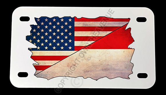 Indonesia USA American Vintage Style Flag Motorcycle Metal License Plate