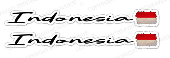 2Pcs Indonesia Indonesian Vintage Style Flags Racing Vinyl Sticker Decals 5
