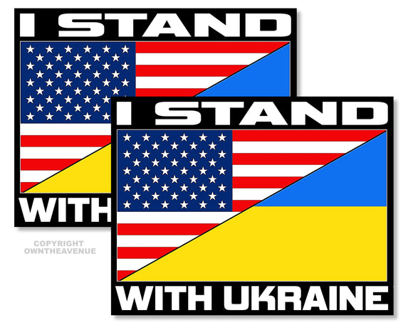 I Stand With Ukraine Sticker Model 2 - Car Truck Vinyl Decal Ukrainian Flag 2 Pack 3.5