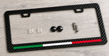 Italy Italian Flag Thin Style Sport Stripe Carbon Fiber License Plate Frame