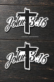 2Pcs John 3:16 Bible Jesus Christian Christ Vinyl Sticker Decals 5" Each