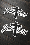 2Pcs John 3:16 Bible Jesus Christian Christ Vinyl Sticker Decals 5" Each