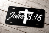 John 3:16 Bible Christian Christ Jesus Religious Black Metal License Plate