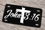 John 3:16 Bible Christian Christ Tattered Cross Motorcycle Metal License Plate