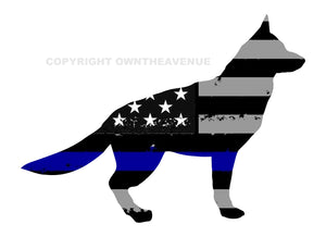 K9 Police Dog Blue Color Flag Tattered Car Truck Window Bumper Laptop Sticker Decal 4"