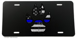 K9 Paw Blue Tattered Subdued Blue Colored Flag USA Flag Support Police License Plate Cover