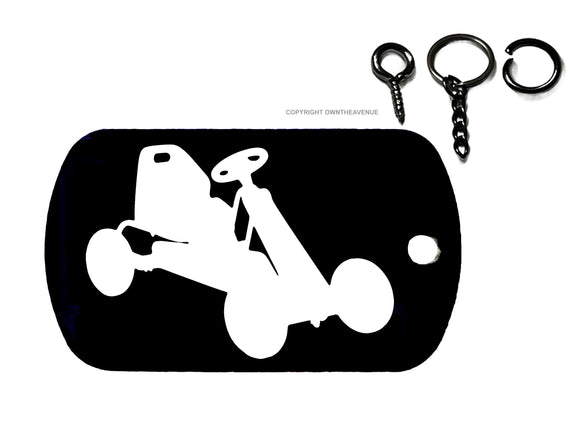 Go Kart Black Metal Keychain Necklace Tag - OwnTheAvenue