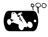 Go Kart Black Metal Keychain Necklace Tag