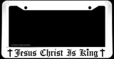 Jesus Christ Is King Religious Christian White License Plate Frame - OwnTheAvenue