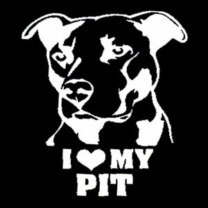 I Love My Pit Decal Sticker Car Window Bumper Wall I Love My Rescue Dog 4" - OwnTheAvenue