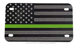 Support Military Green Color Line USA Flag Grunge Motorcycle Metal License Plate - OwnTheAvenue