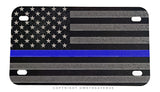 Support Police Blue Color Line USA Flag Grunge Motorcycle Metal License Plate