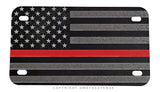 Support Firefighters USA American Flag Grunge Motorcycle Metal License Plate