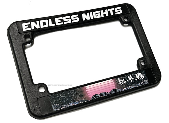 Endless Nights Synth Wave Kanji Racing Motorcycle License Plate Frame - OwnTheAvenue