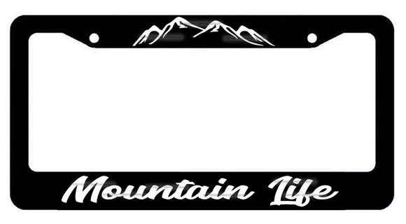 Mountain Life License Plate Frame Hiking Mountain Biking Outdoors Woods Camping