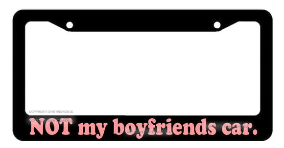 NOT my boyfriends car JDM Racing Drifting Pink Girl Auto License Plate Frame