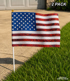 2 Pack USA American Flag / Flags Vintage Grunge Style 5.5" x 8.1" Inches Each