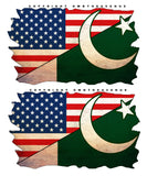 2Pcs Pakistan USA American Vintage Style Distressed Flags Sticker Decals 3.25" - OwnTheAvenue