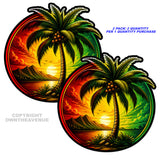 2Pcs Palm Trees Rasta Vinyl Sticker Decals 4.25" Inches Each - OwnTheAvenue