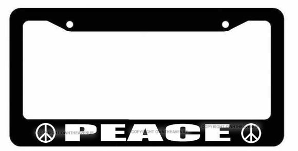 Peace Symbol Sign Black License Plate Frame