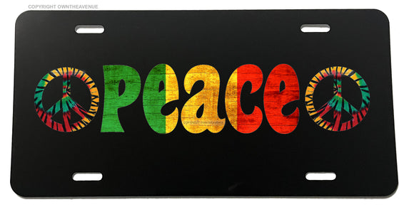 Peace 420 Vintage Rasta Tie Dye Acid Wash License Plate Cover - OwnTheAvenue