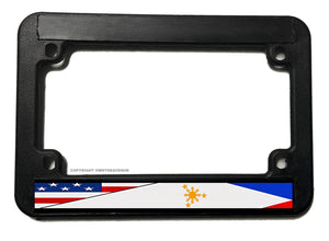 USA American Philippines World Country Flag Motorcycle License Plate Frame