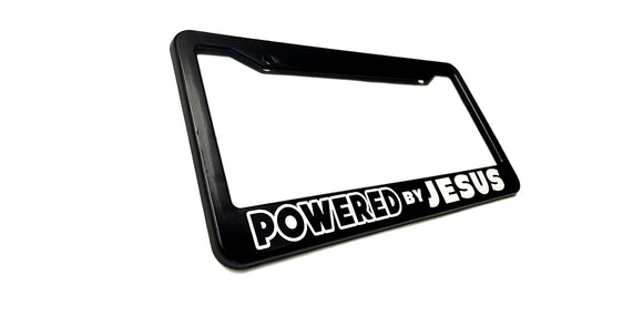 Powered By Jesus  License Plate Frame Cover - Christian