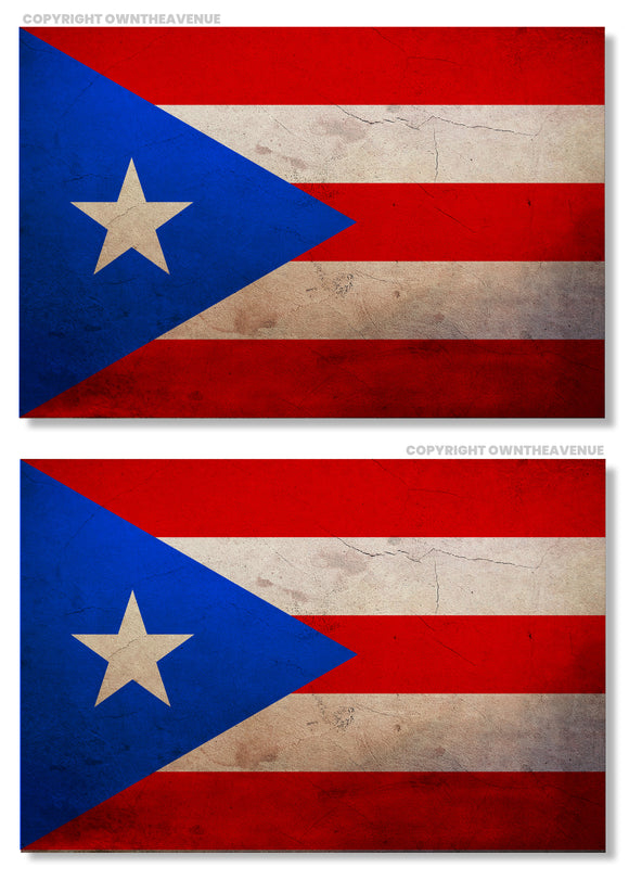 2Pcs Puerto Rico Flag Vintage Style Vinyl Sticker Decal 4
