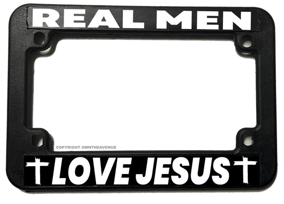 Real Men Love Jesus Christian Humor Motorcycle License Plate Frame - OwnTheAvenue