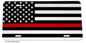 Support Firefighters Red Color Flag License Plate Cover Model-3827 - OwnTheAvenue