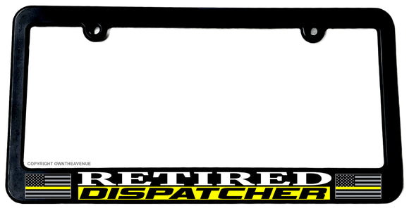Retired Support Dispatchers Yellow Colored Line Flag License Plate Frame - OwnTheAvenue
