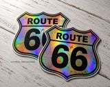x2 Route 66 Highway Sign Souvenir Rustic Style Holographic Sticker Decals 4"