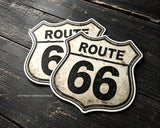 x2 Route 66 Highway Sign Souvenir Rustic Style V01 Sticker Decals