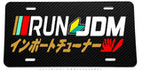 Run JDM Kanji Japanese Rising Sun Drifting Racing Carbon Print License Plate