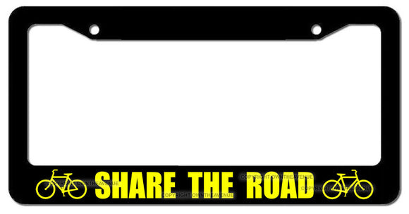 Share The Road Safety Cycling Bicycle Mountain License Plate Frame - OwnTheAvenue