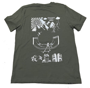 At The Skate Park Skeleton Skateboarding Adult Military Green / Olive T Shirt S - 3XL - OwnTheAvenue