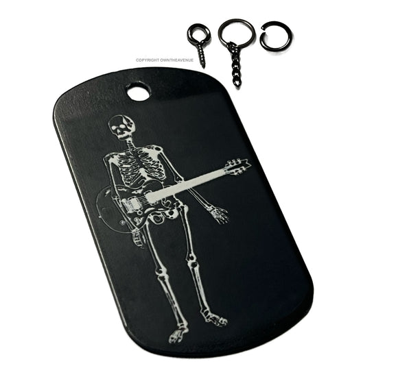Skeleton Guitar Punk Rock Vintage Style V02 Keychain Necklace Tag - OwnTheAvenue