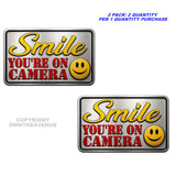 2Pcs - Smile You're On Camera Sticker Video Alarm Security System CCTV Decal Warning Metallic Model - 4.5" Inches Each - OwnTheAvenue