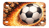 Soccer Flames Fire Vintage Style Motorcycle Metal License Plate - OwnTheAvenue