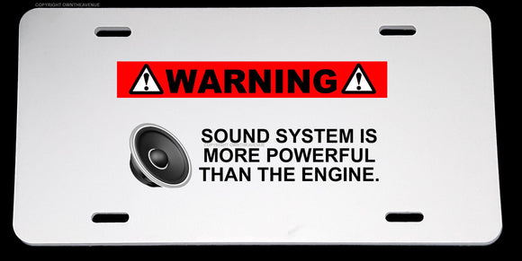 Warning Sound System Subwoofer Amp Funny Joke Gag License Plate Cover
